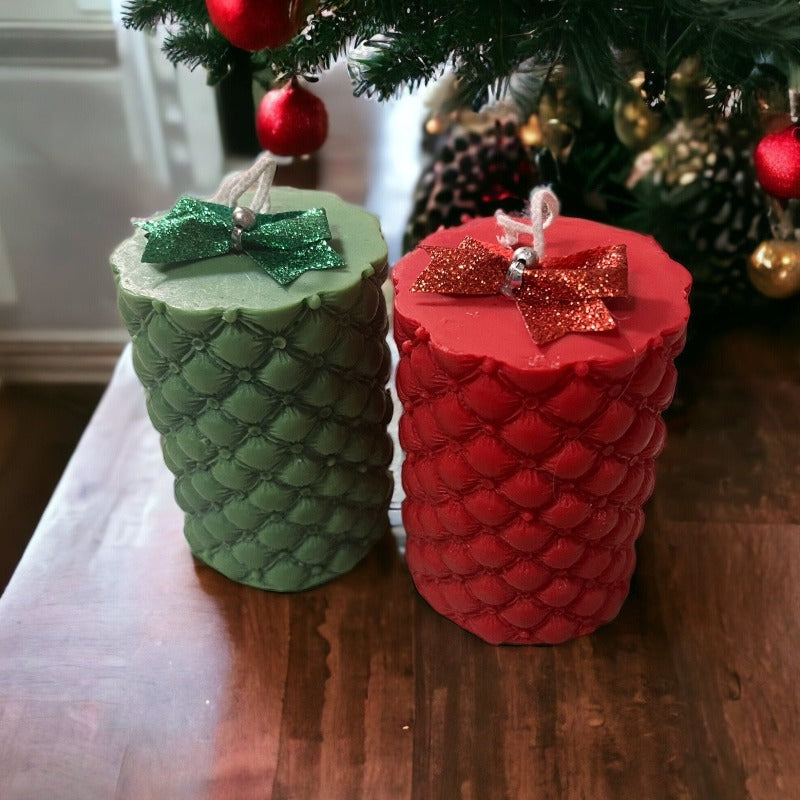 Christmas Leather Candle Set in Red and Green