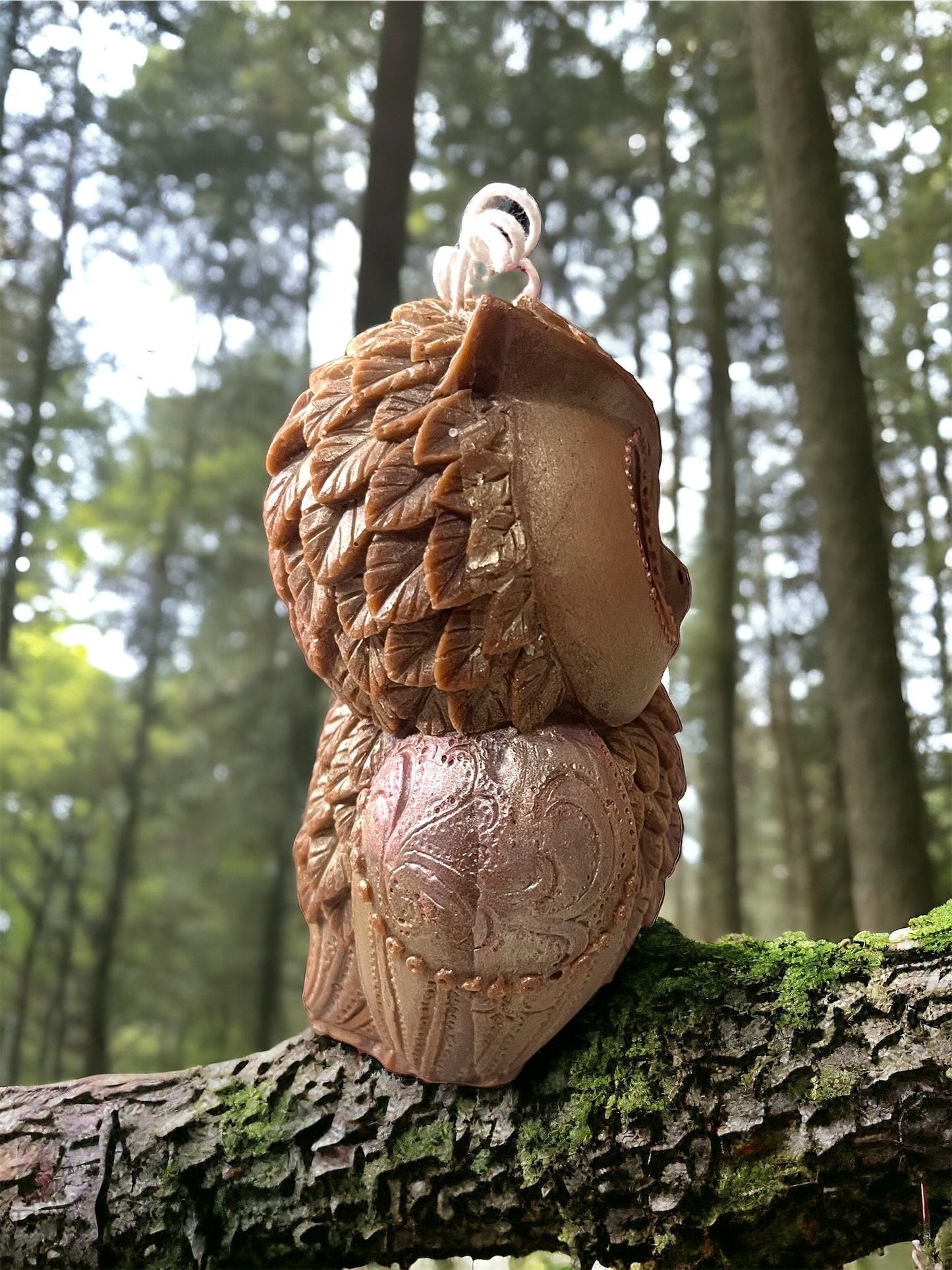 Large 5” Decretive Rustic Owl Pillar Candle