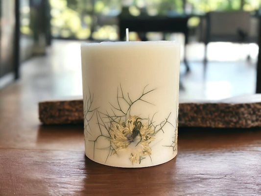 Beige Nigella Botanical Candle