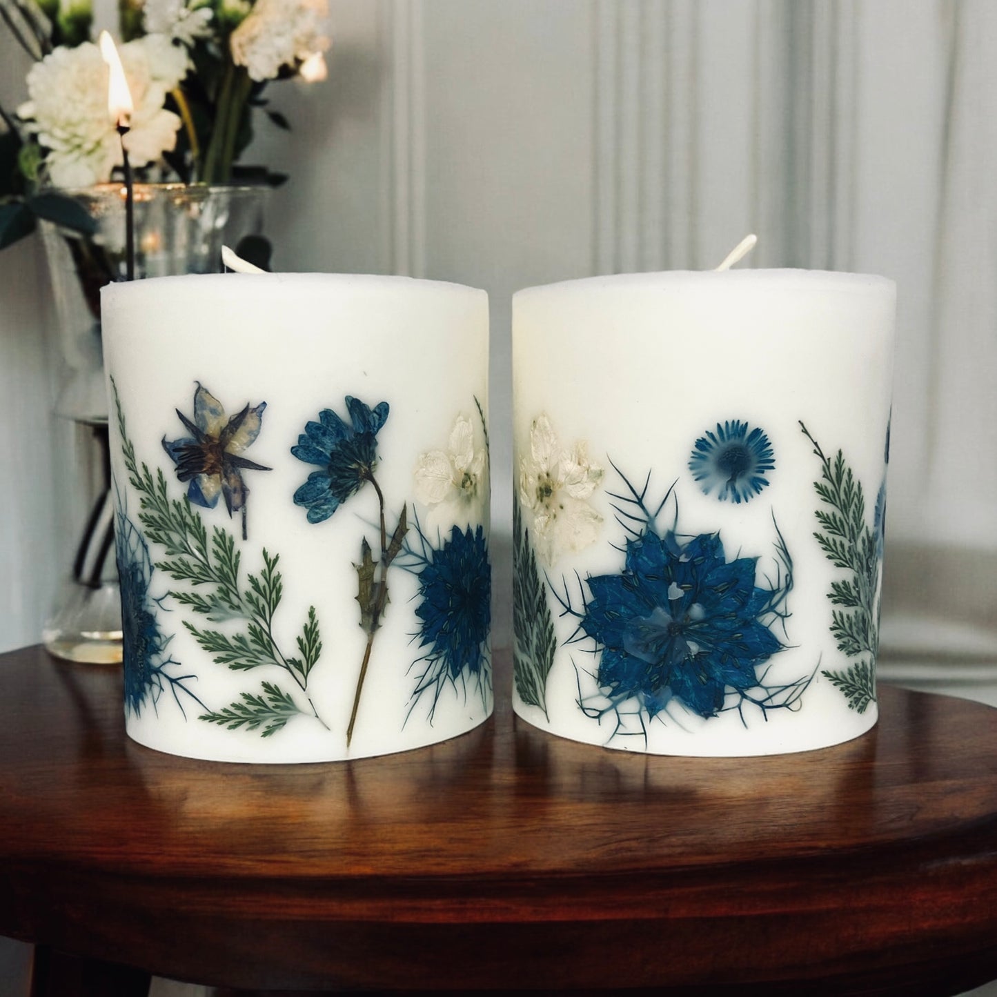 3.5" Hand Pressed Botanical Pillar Candle