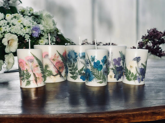 3.5" Hand Pressed Botanical Pillar Candle