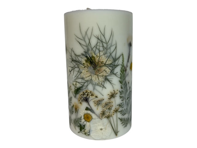 4.5" Hand Pressed Dried Flower Botanical Candle