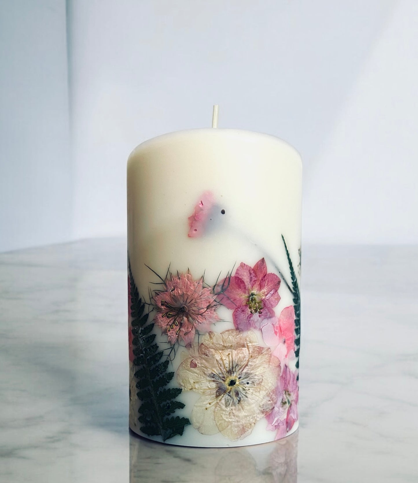 4.5" Hand Pressed Dried Flower Botanical Candle