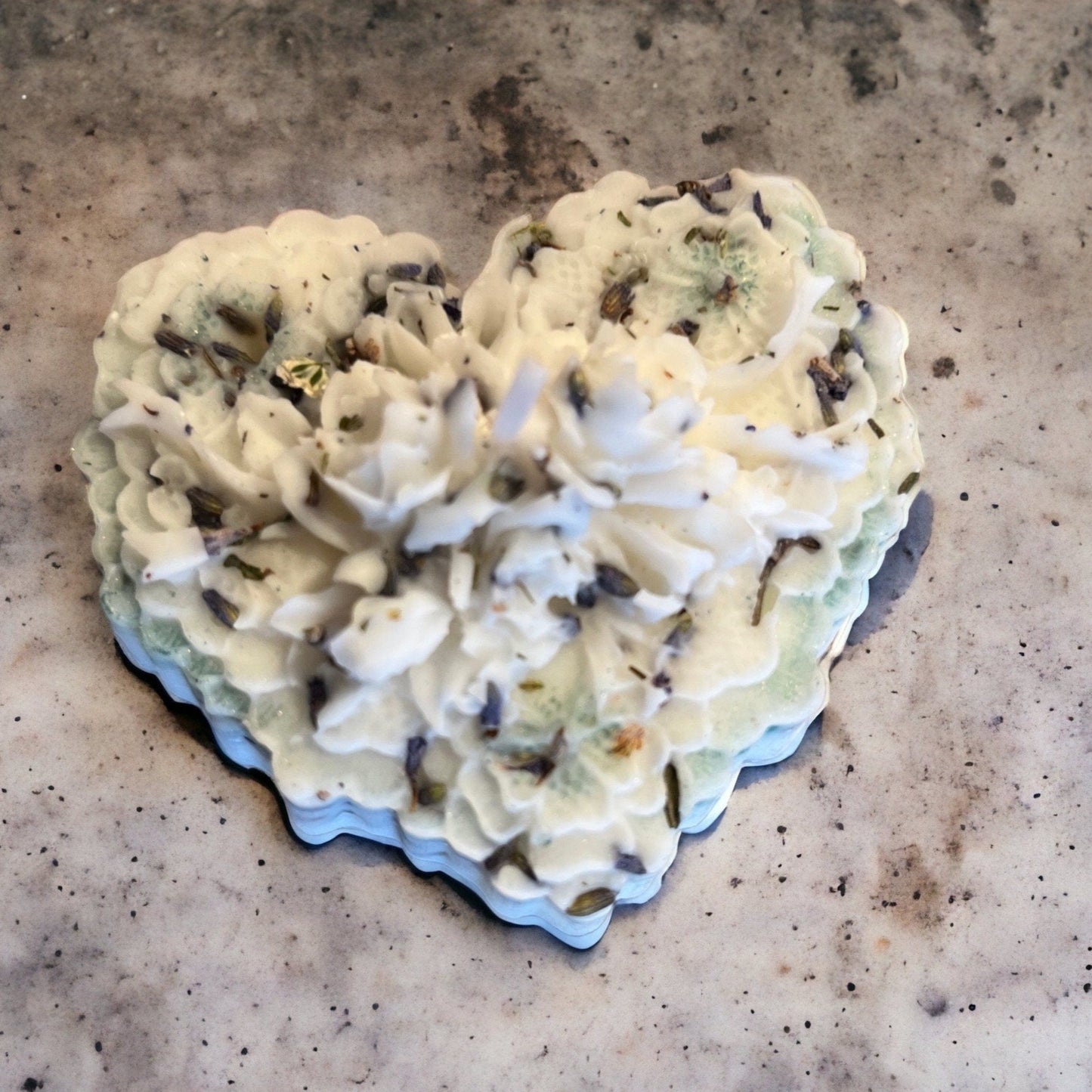 Heart Shaped (3.9") Soy Candle with Dried Flowers and Fragrance Oil