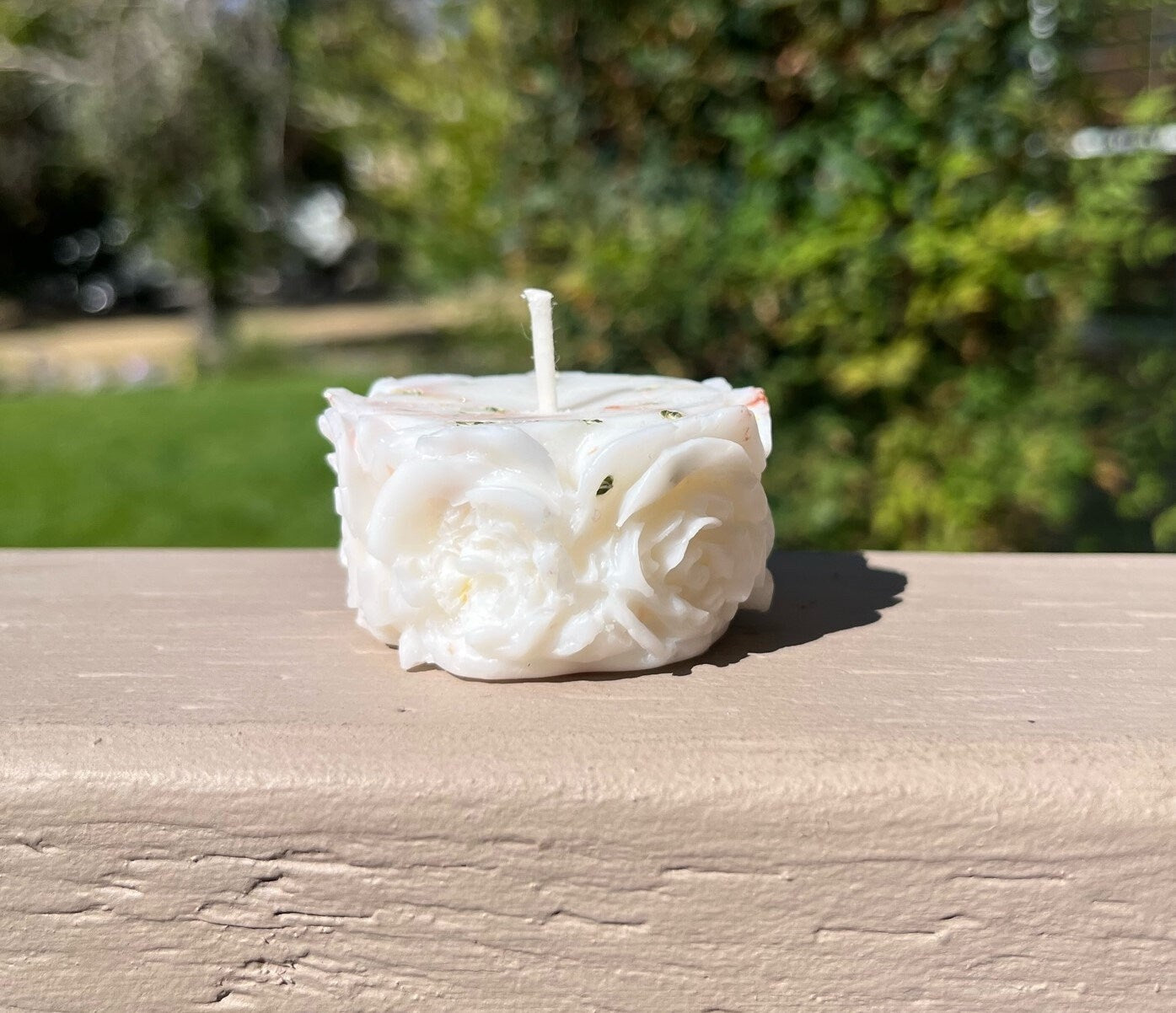 Sculpted Rose Soy Candle: Dried Flowers, Wedding Favor Gift.