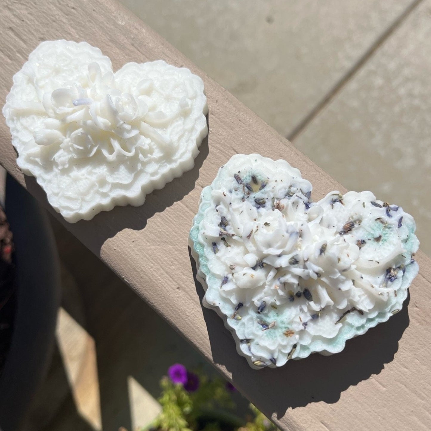 Heart Shaped (3.9") Soy Candle with Dried Flowers and Fragrance Oil