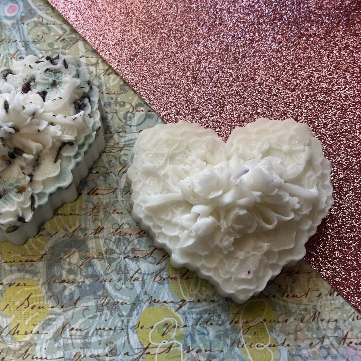 Heart Shaped (3.9") Soy Candle with Dried Flowers and Fragrance Oil