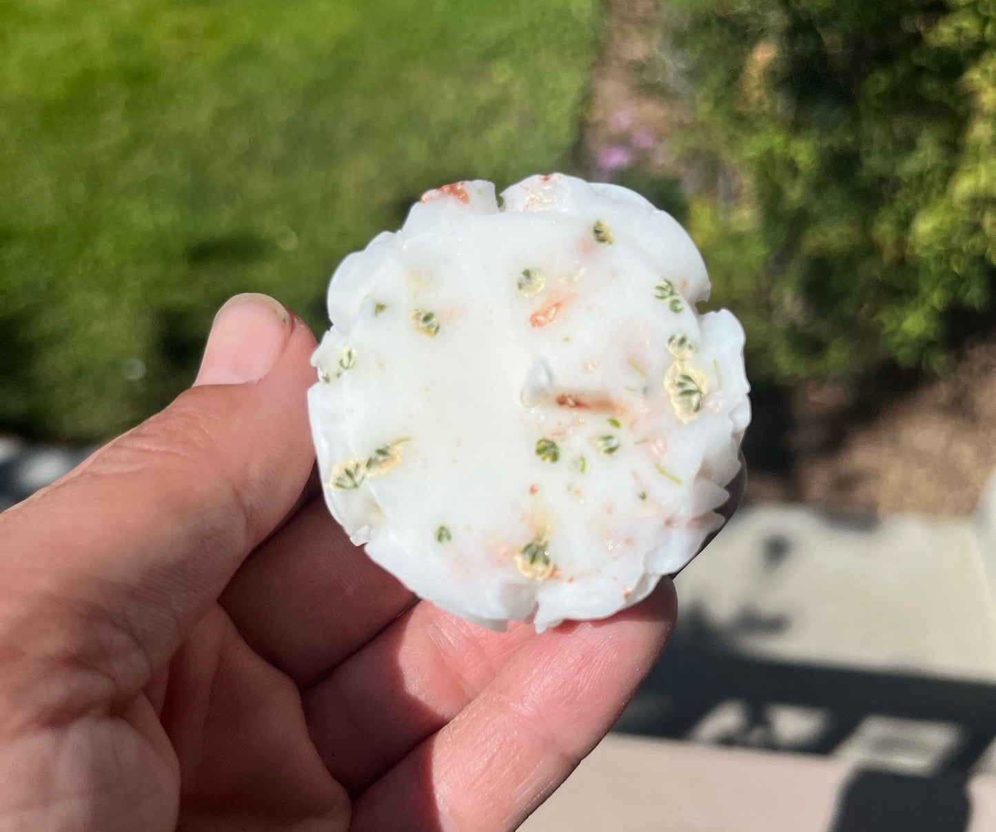 Votive Sculpted Rose Soy Candle with Dried Flowers