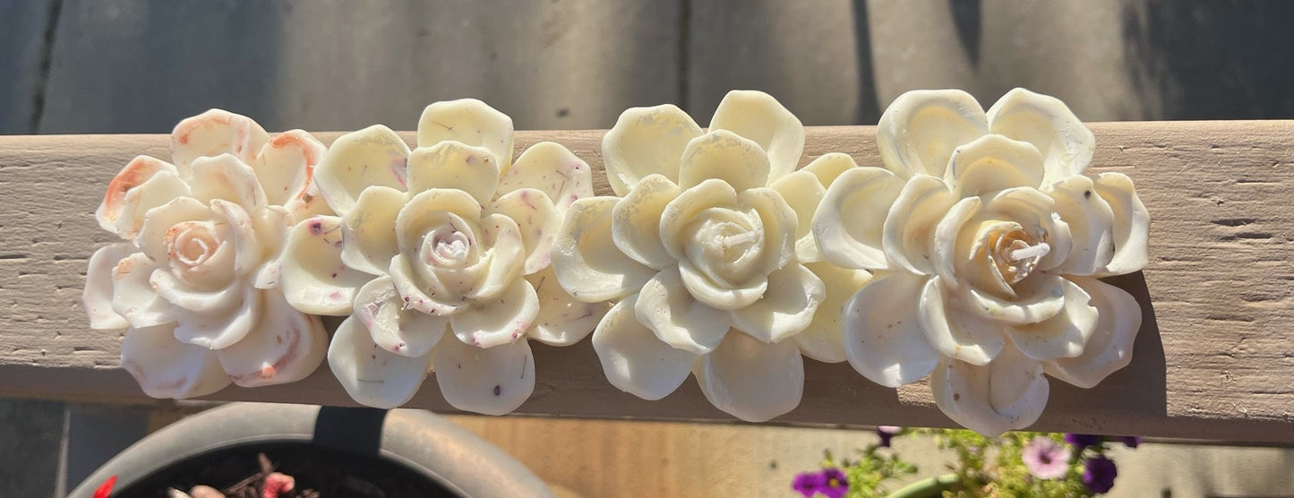 Large Peony Rose Soy Candle with Dried Flowers (4").