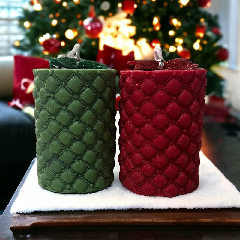 Christmas Leather Candle Set in Red and Green