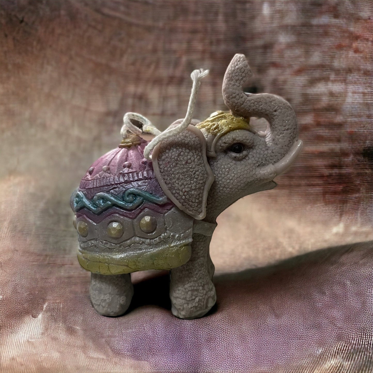 Handmade Elephant Soy Candle: Pink, Purple, Grey - Safari Animal Decor.