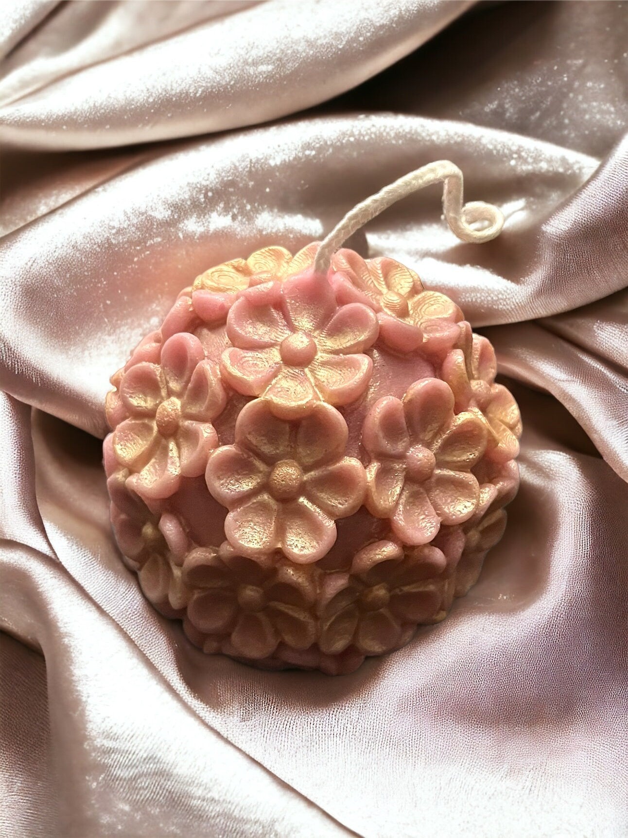 Rose Pink Pillar Candle: Floral Scented, Paraffin/Soy Wax.
