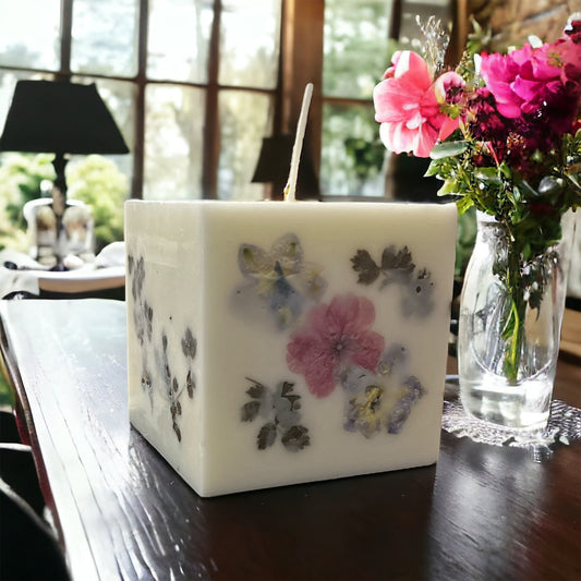 Square 4" Cherry Blossom Botanical Candle