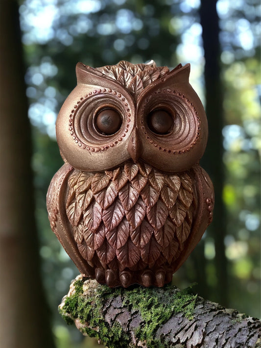 Rustic Owl Pillar Candle: 5" Decorative Animal Lover Gift.