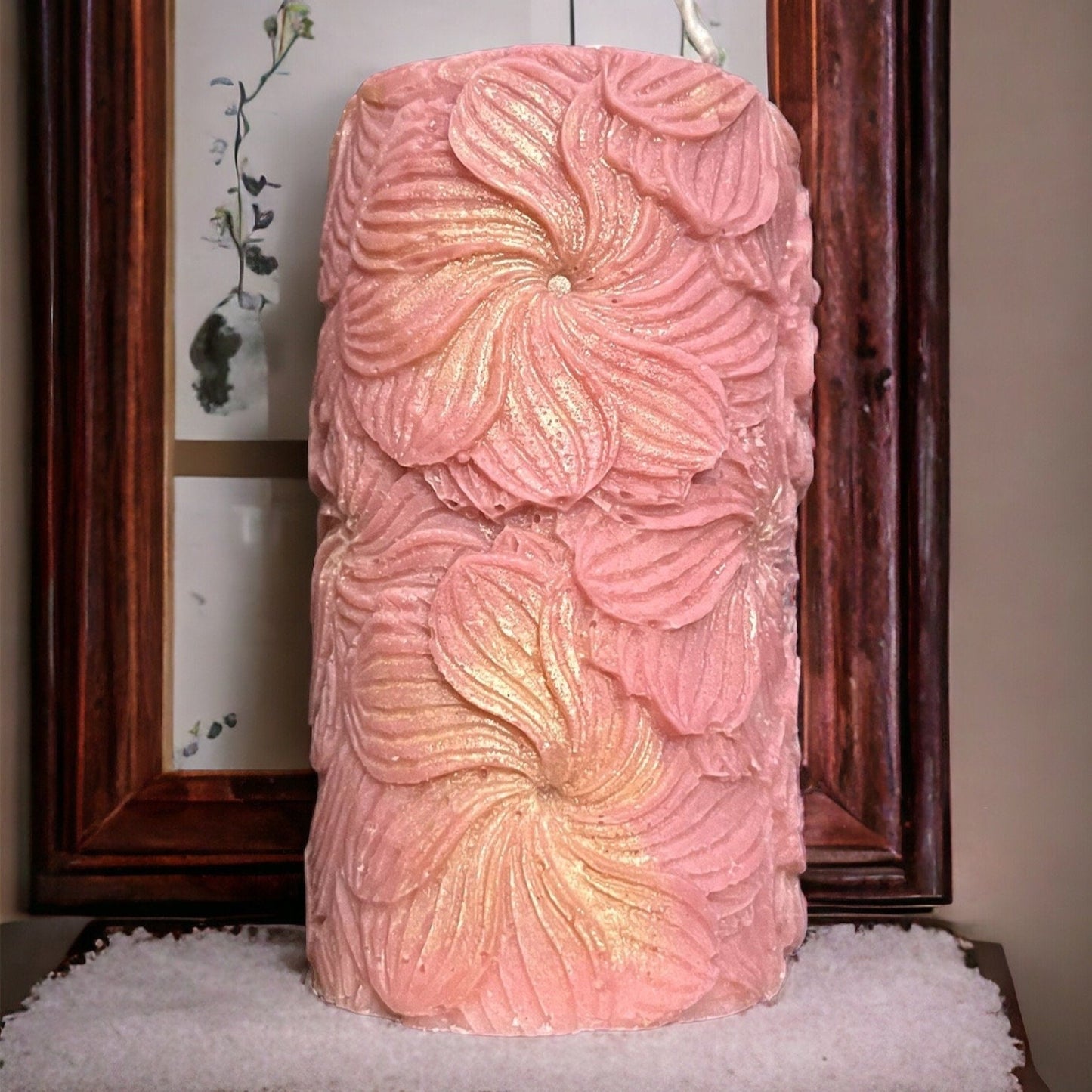 Rose Pink Blush and Grey Pillar Candles Set