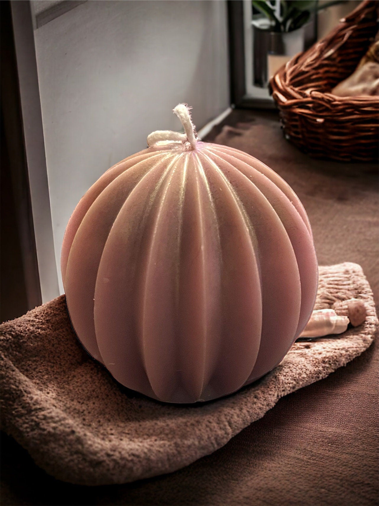 Rose Pink Pillar Candle: Floral Scented, Paraffin/Soy Wax.