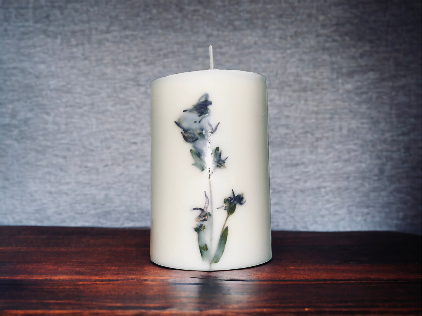 Pressed Mountain Wildcat Botanical Pillar Candle