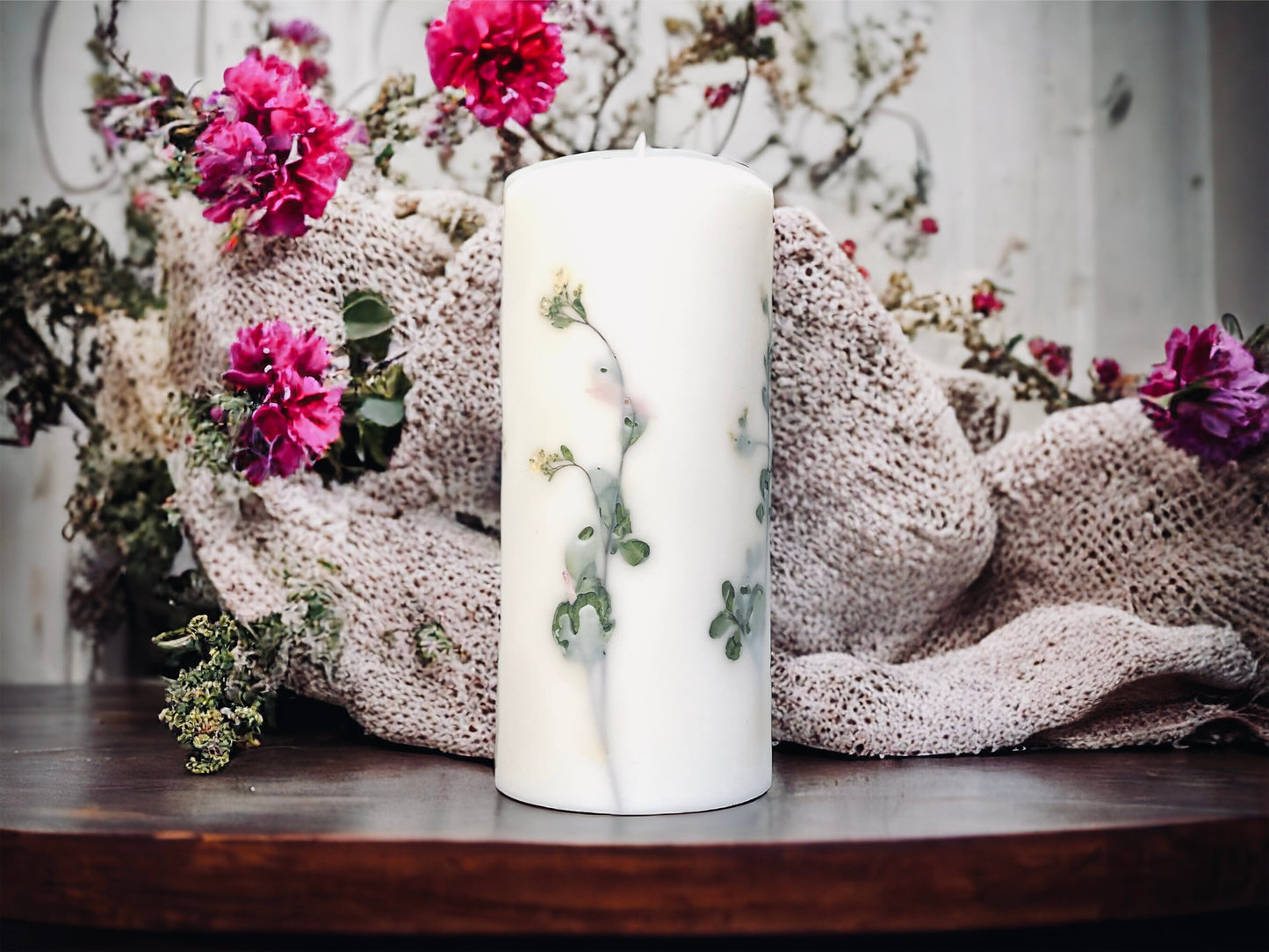 Pressed High Mountain Grass Botanical Pillar Candle