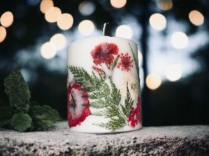 3.5" Hand Pressed Botanical Pillar Candle