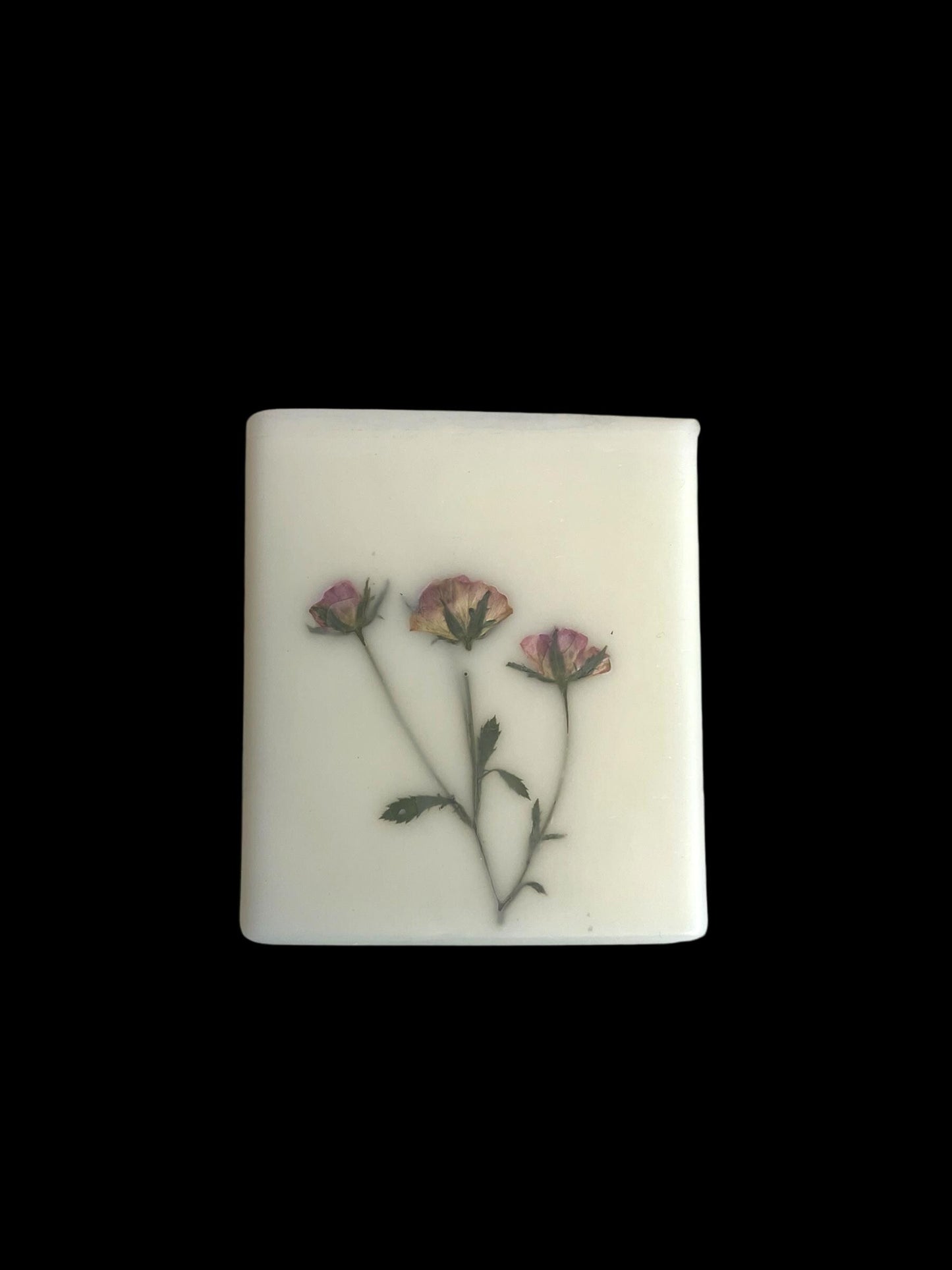Handmade Pressed Flower Pillar Candle, Botanical Decor, 3.5 Inch Square