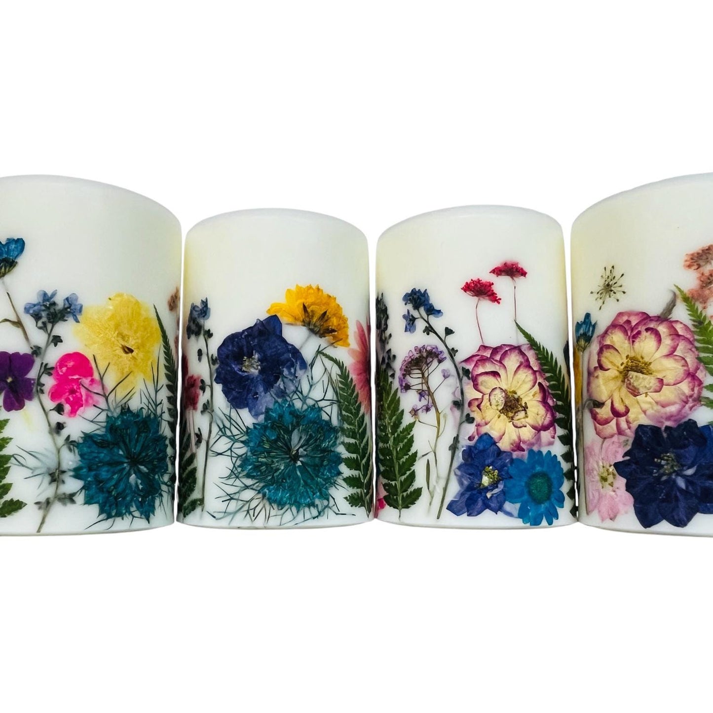 Hand Pressed Botanical Pillar Candle: Tropical Floral Design