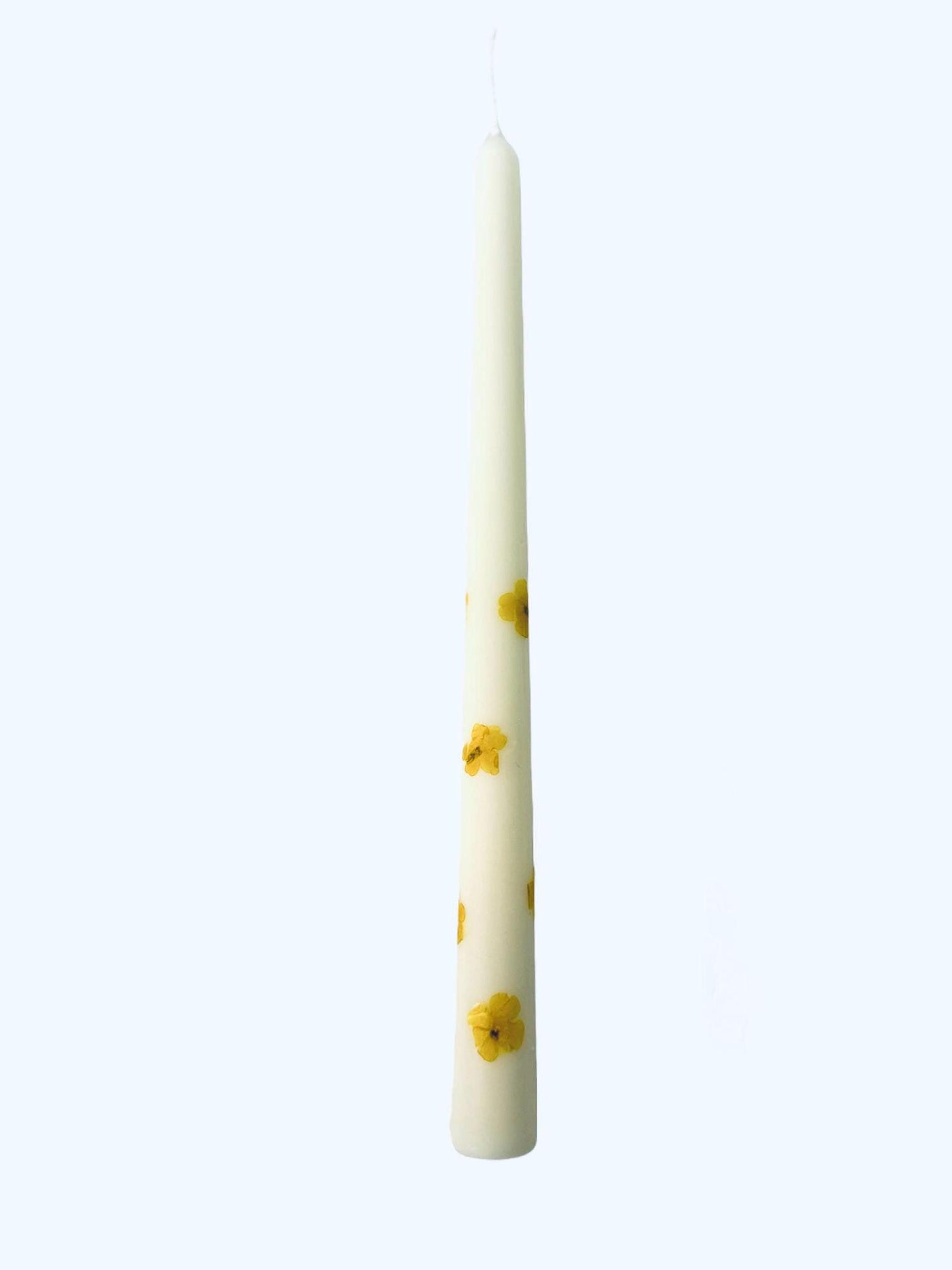 Handmade Pressed Flower Taper Candles: Botanical Wedding Decor, 12 Inch
