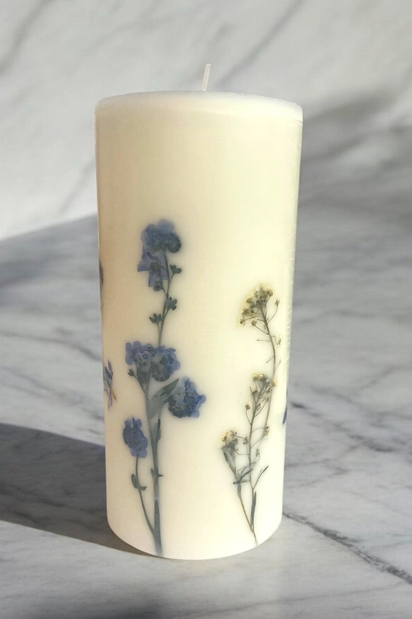 Handcrafted Wildflower Botanical Pillar Candle: Pressed Flower Candle.