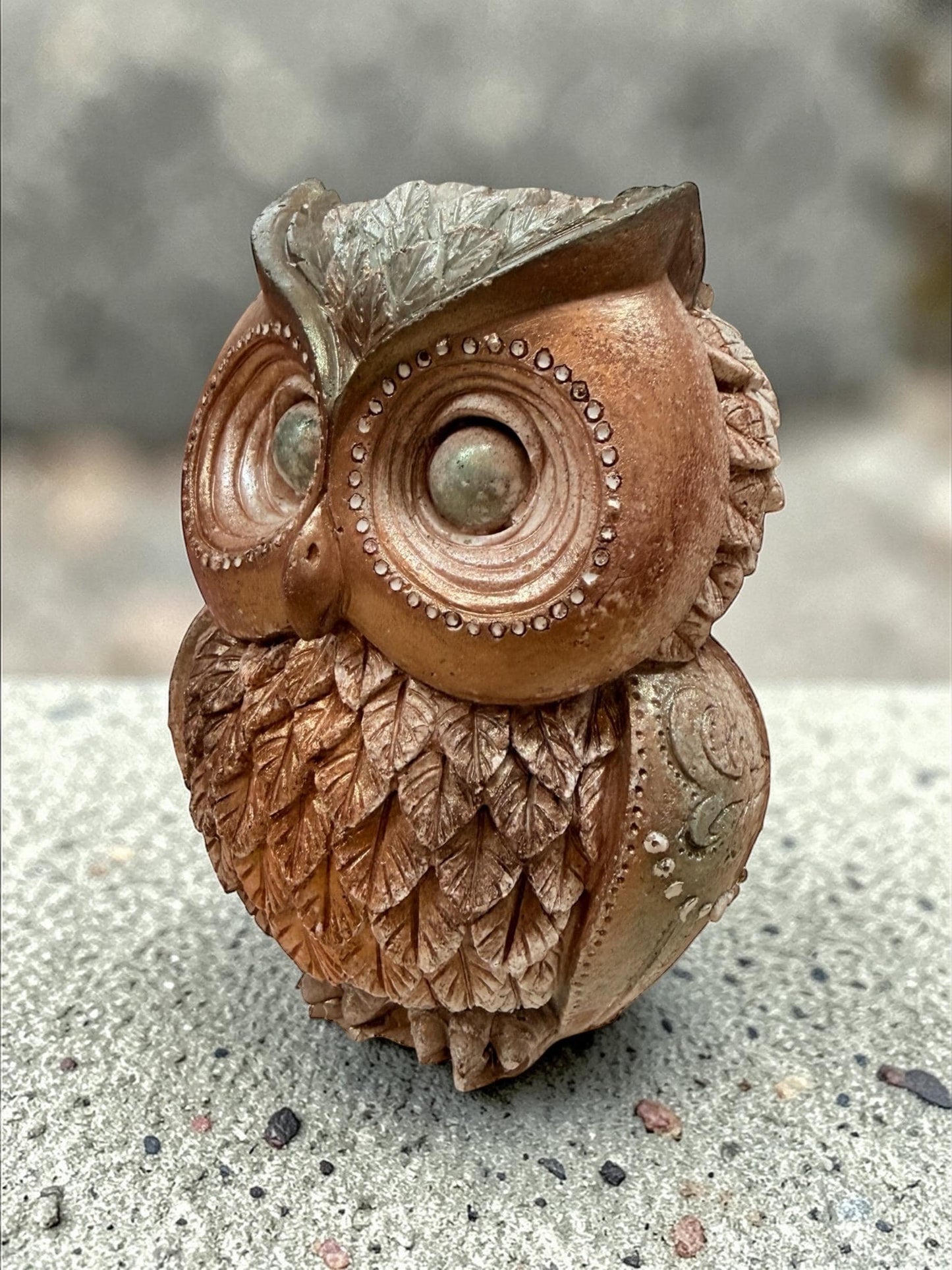 5" Decorative Rustic Owl Statue. Animal Lover Gift.