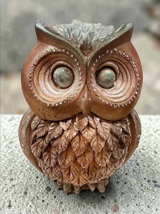 5" Decorative Rustic Owl Statue. Animal Lover Gift.